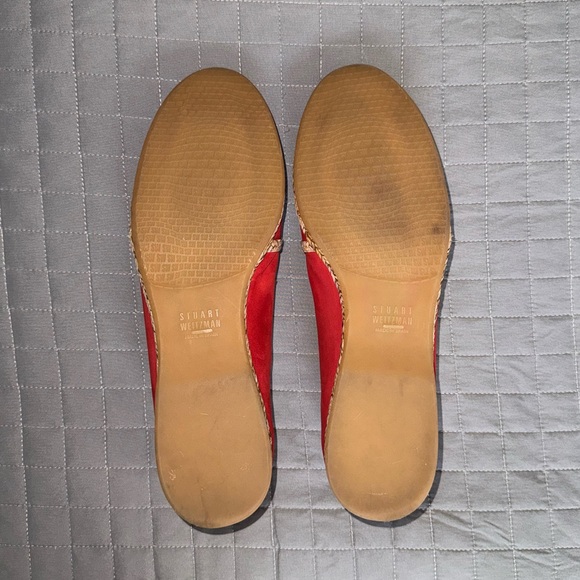 Stuart Weitzman Suede Espadrille Flats with Wicker Trim & Gold Toe - Picture 6 of 8